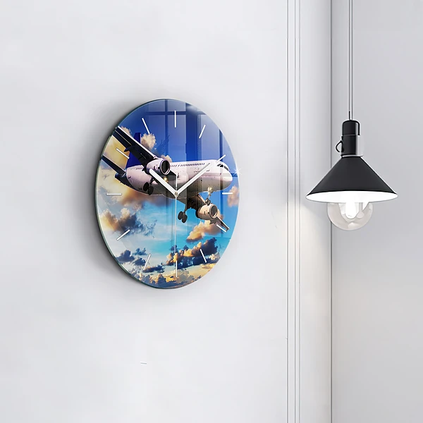 Wanduhr rund mit motiv Wolkenebene