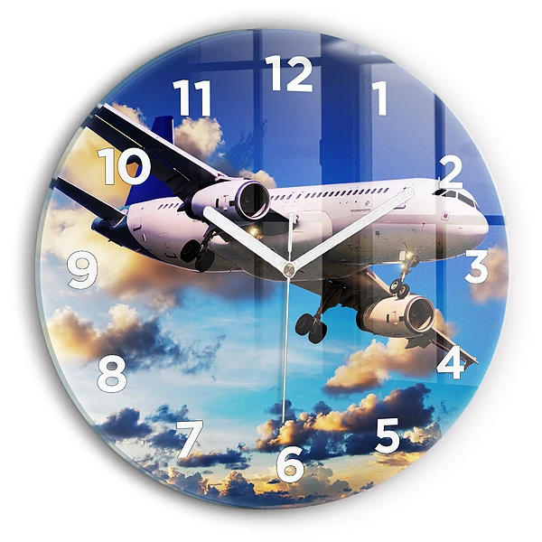 Wanduhr rund mit motiv Wolkenebene