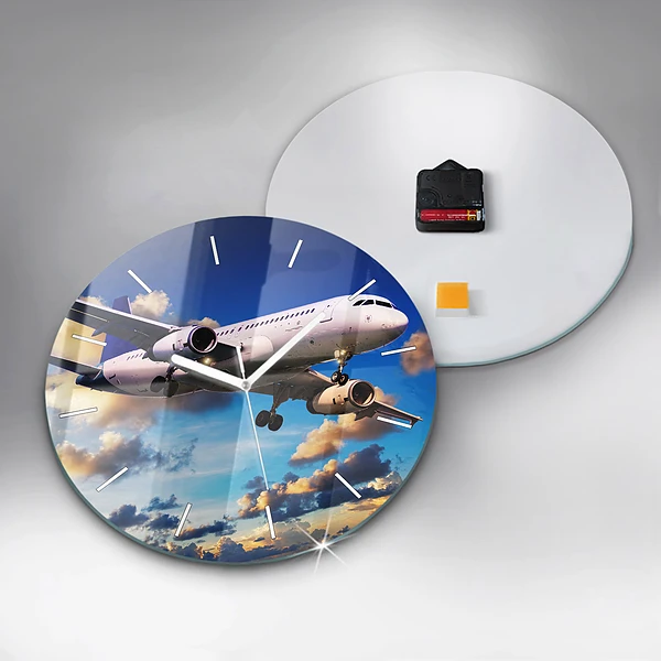 Wanduhr rund mit motiv Wolkenebene