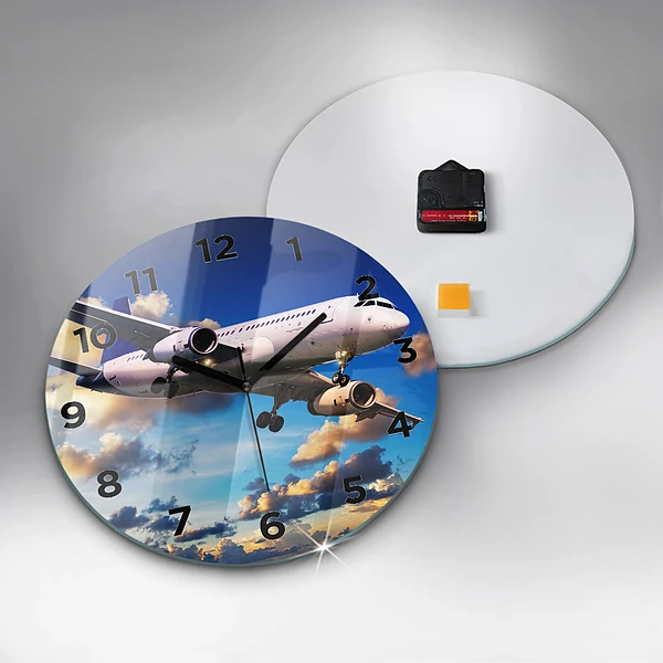 Wanduhr rund mit motiv Wolkenebene