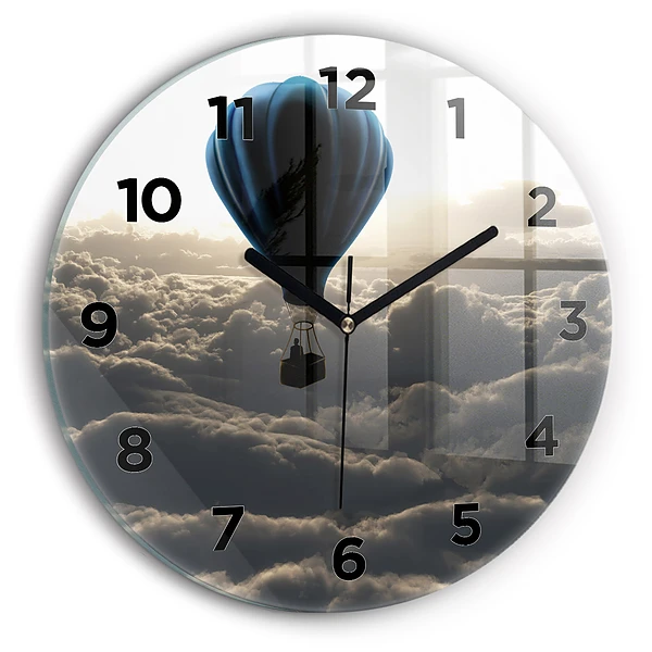 Wanduhr rund Luftballon am Himmel
