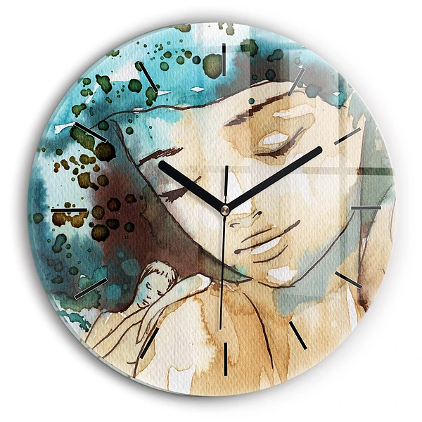 Wanduhr rund mit motiv Abstraktion Frau