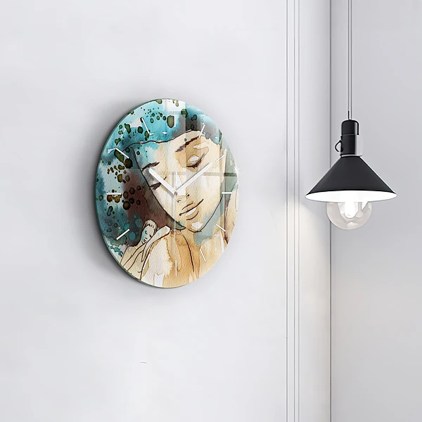 Wanduhr rund mit motiv Abstraktion Frau