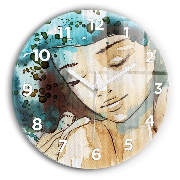 Wanduhr rund mit motiv Abstraktion Frau
