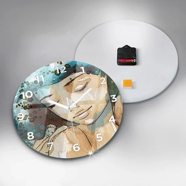 Wanduhr rund mit motiv Abstraktion Frau