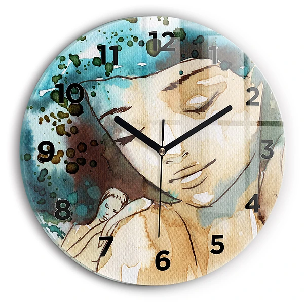 Wanduhr rund mit motiv Abstraktion Frau