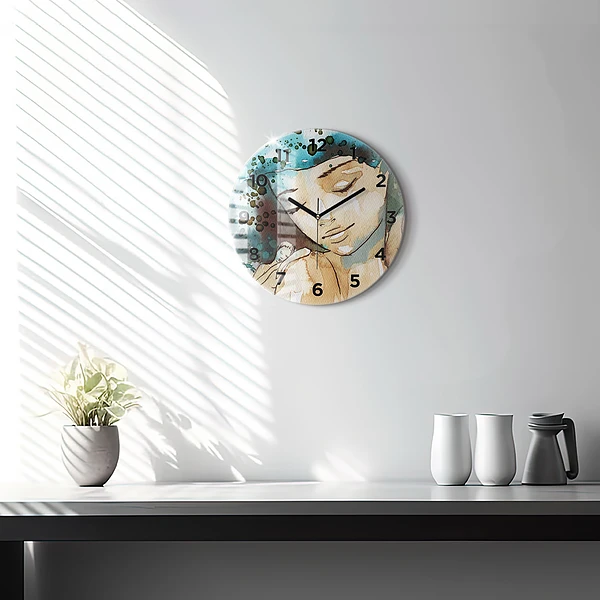 Wanduhr rund mit motiv Abstraktion Frau