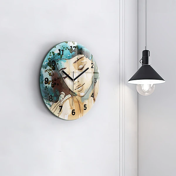 Wanduhr rund mit motiv Abstraktion Frau