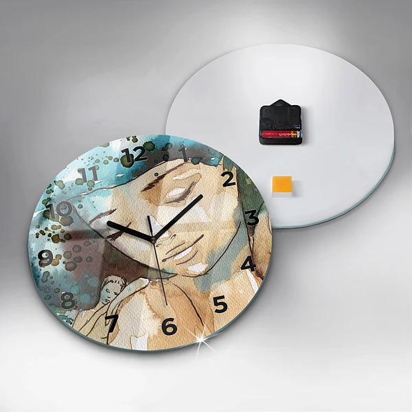Wanduhr rund mit motiv Abstraktion Frau
