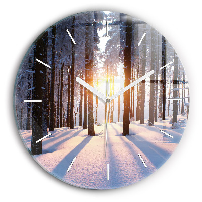 Wanduhr glas rund Sonnenuntergang Wald