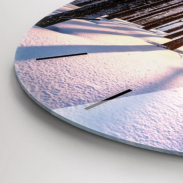 Wanduhr glas rund Sonnenuntergang Wald