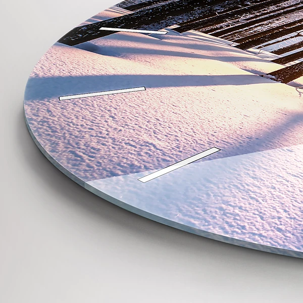 Wanduhr glas rund Sonnenuntergang Wald