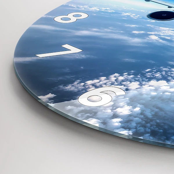 Wanduhr rund mit motiv Flugzeug Wolken