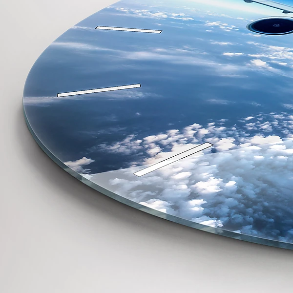 Wanduhr rund mit motiv Flugzeug Wolken