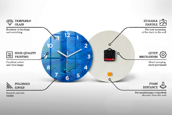 Wanduhr glas rund Mikrofon und Kopfhörer