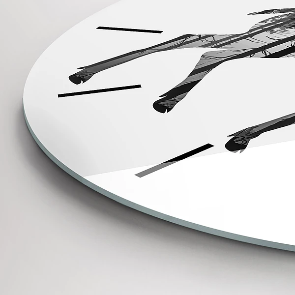 Wanduhr rund Silhouette eines Rehs Wald