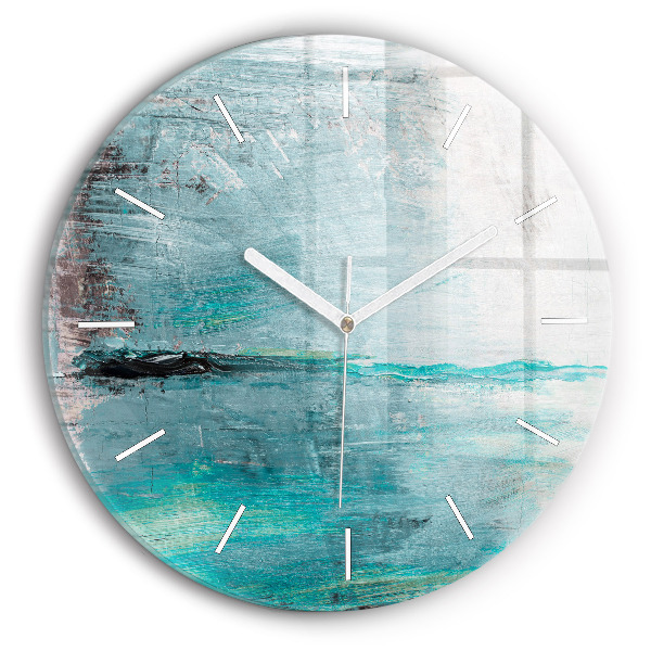 Wanduhr glas rund Öltextur abstrakt