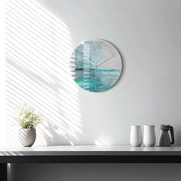 Wanduhr glas rund Öltextur abstrakt
