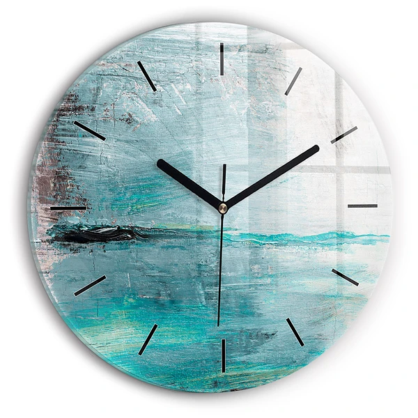Wanduhr glas rund Öltextur abstrakt