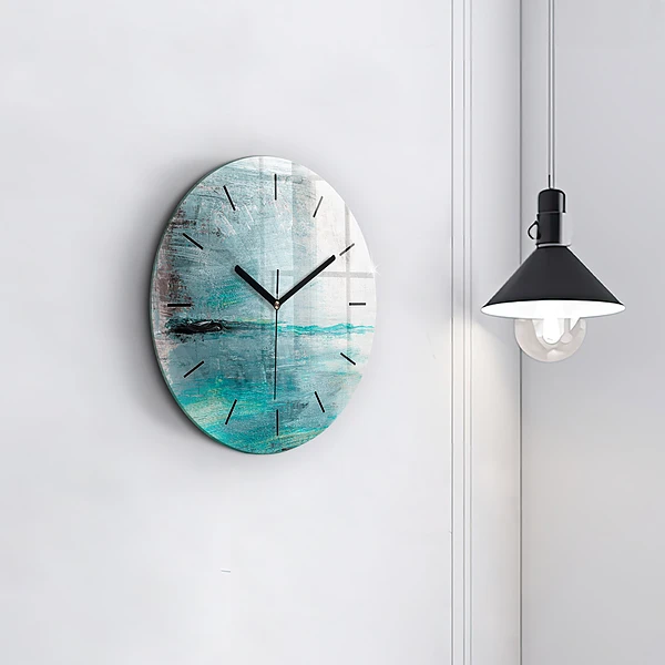 Wanduhr glas rund Öltextur abstrakt