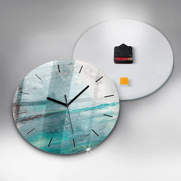 Wanduhr glas rund Öltextur abstrakt