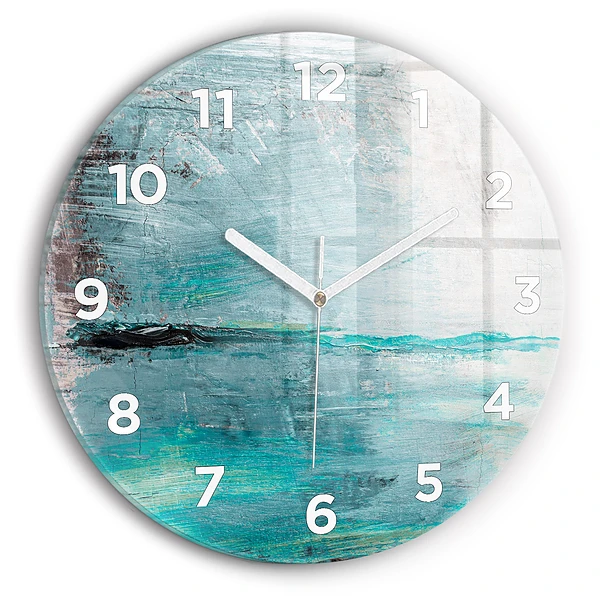 Wanduhr glas rund Öltextur abstrakt