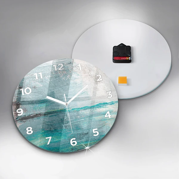 Wanduhr glas rund Öltextur abstrakt