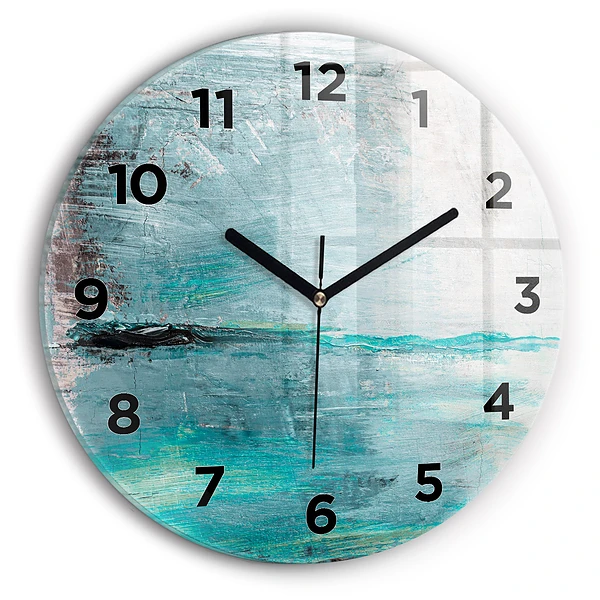 Wanduhr glas rund Öltextur abstrakt