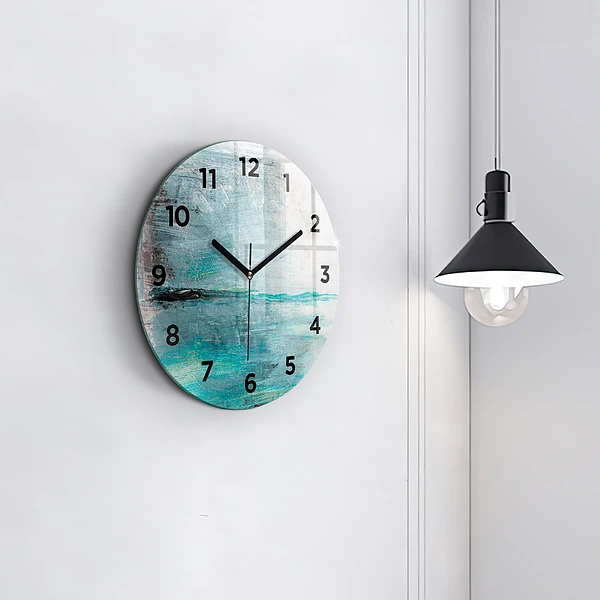 Wanduhr glas rund Öltextur abstrakt
