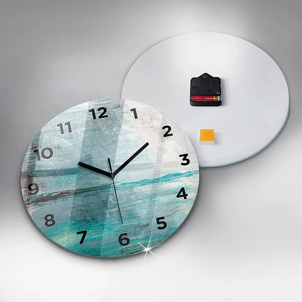 Wanduhr glas rund Öltextur abstrakt