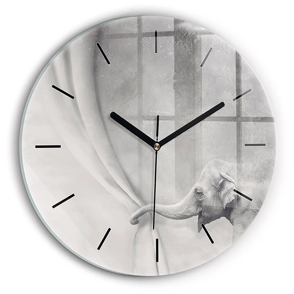 Wanduhr rund Elefant