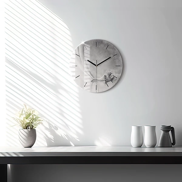 Wanduhr rund Elefant