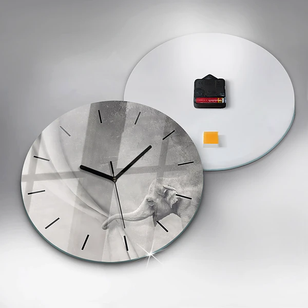 Wanduhr rund Elefant
