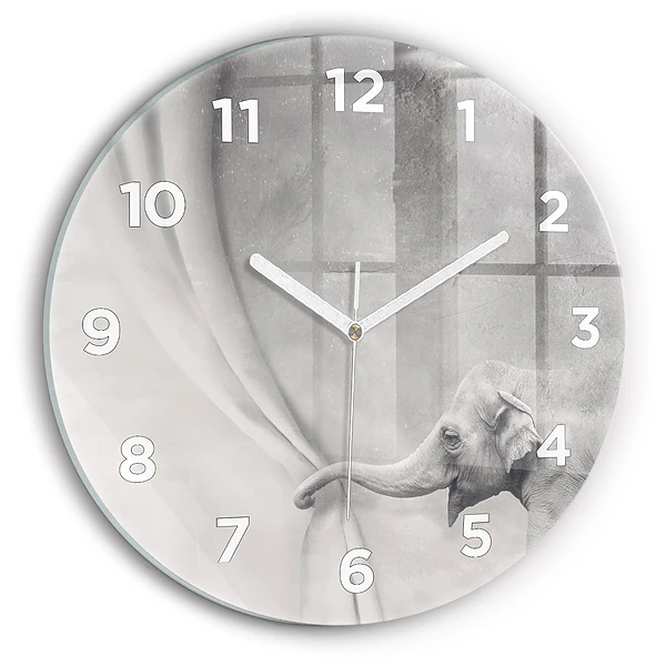 Wanduhr rund Elefant