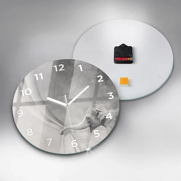 Wanduhr rund Elefant