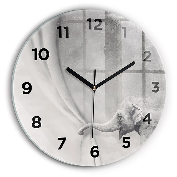 Wanduhr rund Elefant