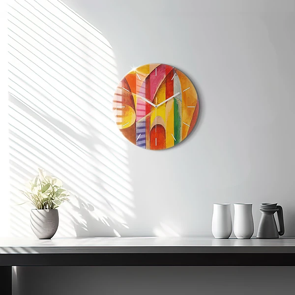 Wanduhr rund Kunst Dekoration Abstraktion