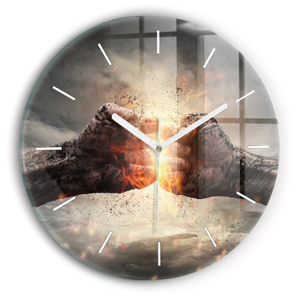 Wanduhr rund mit motiv Fäuste Macht