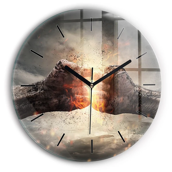 Wanduhr rund mit motiv Fäuste Macht