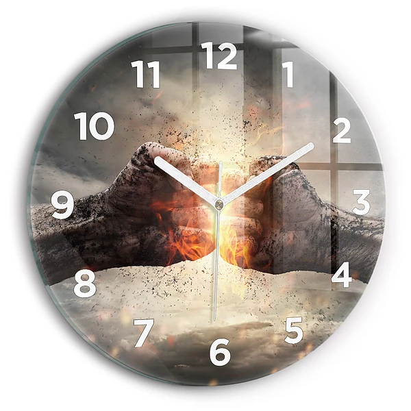 Wanduhr rund mit motiv Fäuste Macht