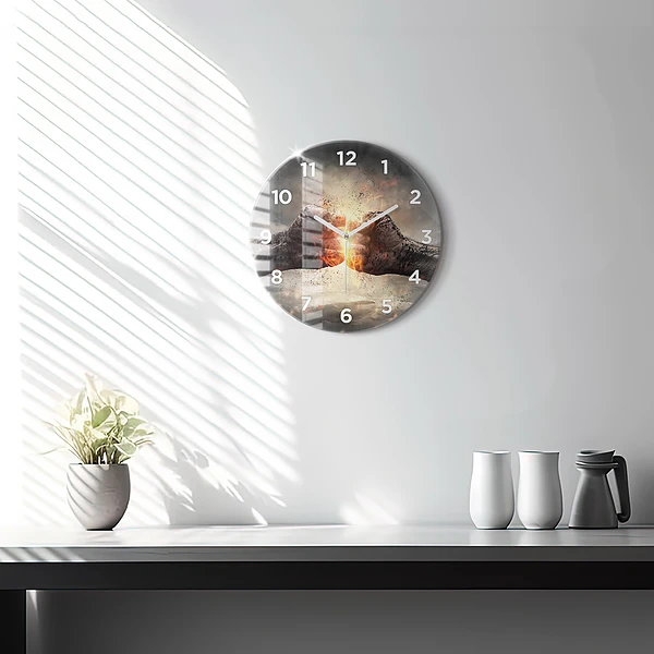 Wanduhr rund mit motiv Fäuste Macht