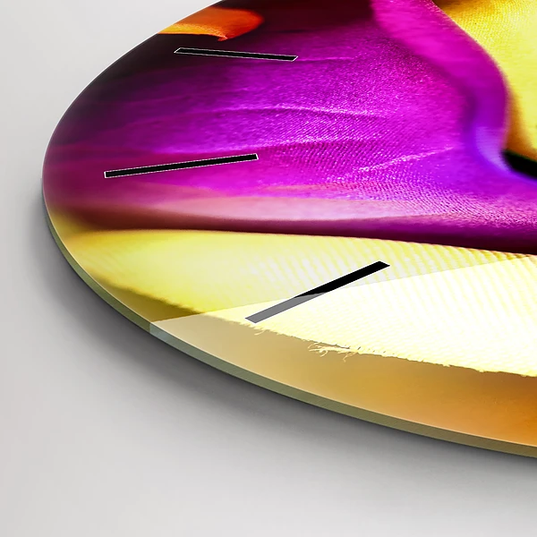 Wanduhr rund mit motiv Regenbogenrose