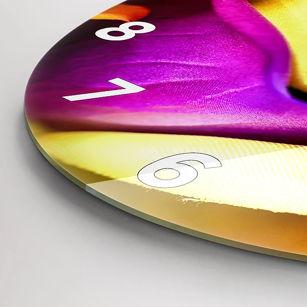 Wanduhr rund mit motiv Regenbogenrose
