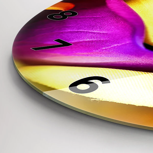 Wanduhr rund mit motiv Regenbogenrose