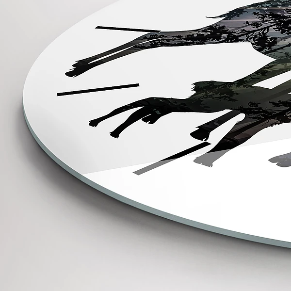 Wanduhr rund mit motiv Hirsch-Familie