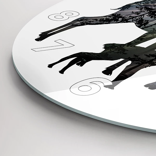 Wanduhr rund mit motiv Hirsch-Familie
