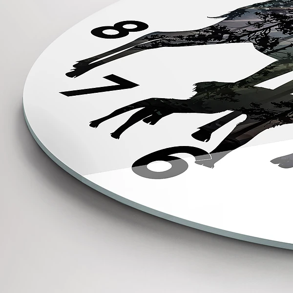 Wanduhr rund mit motiv Hirsch-Familie
