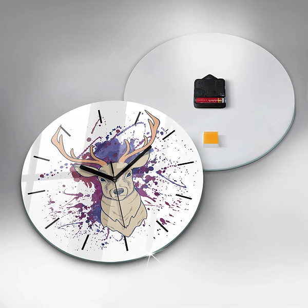 Wanduhr glas rund Vektor-Illustration eines Rehs