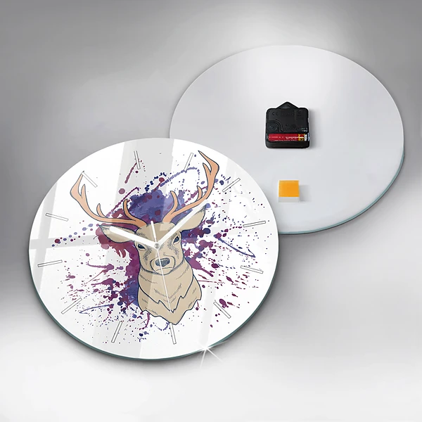 Wanduhr glas rund Vektor-Illustration eines Rehs