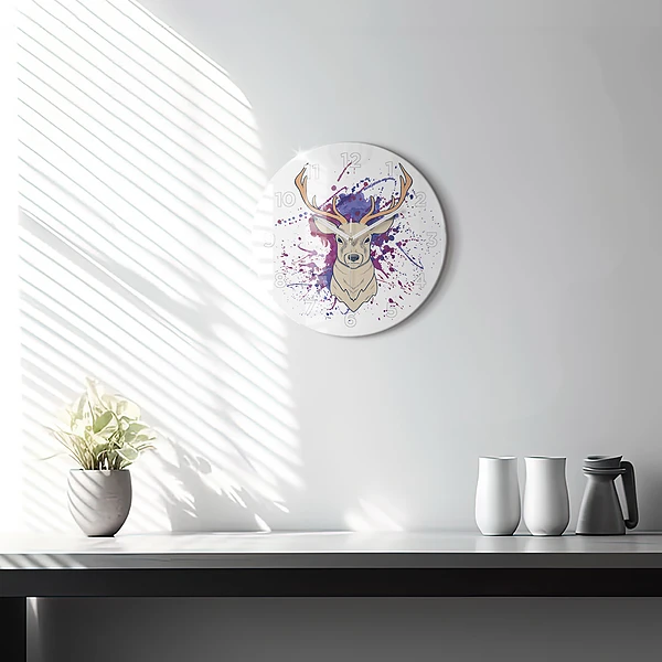 Wanduhr glas rund Vektor-Illustration eines Rehs